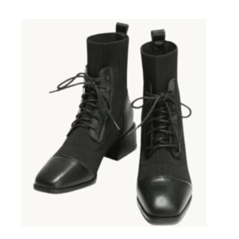 Like New US Size 6, EU Size 37 C. Paravano Black Boots Mesh Combat Boots Shoes